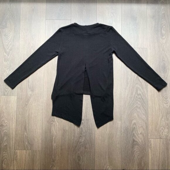 REVOLVE LNA Ace Sweater Open Split Back Slit Long Sleeve Asymmetrical hem Black - Picture 14 of 16